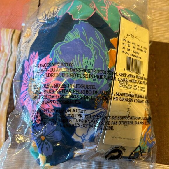 PROFILE BY GOTTEX Rising Sun One-piece Boho Blue Floral Swimsuit Size 10D - Picture 9 of 16